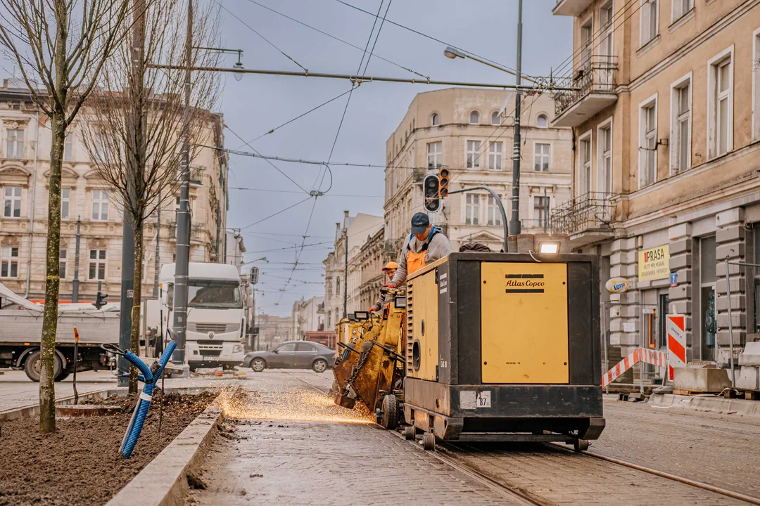 Pierwsze tramwaje na ulicy Legionów w Łodzi