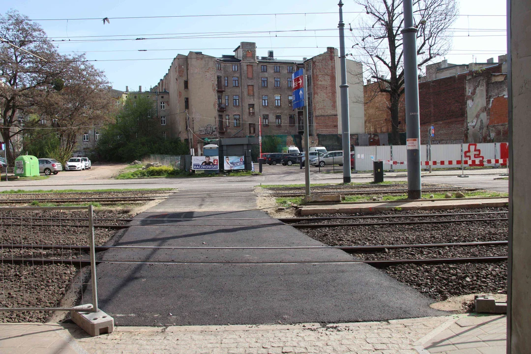 Tymczasowe torowisko w centrum Łodzi