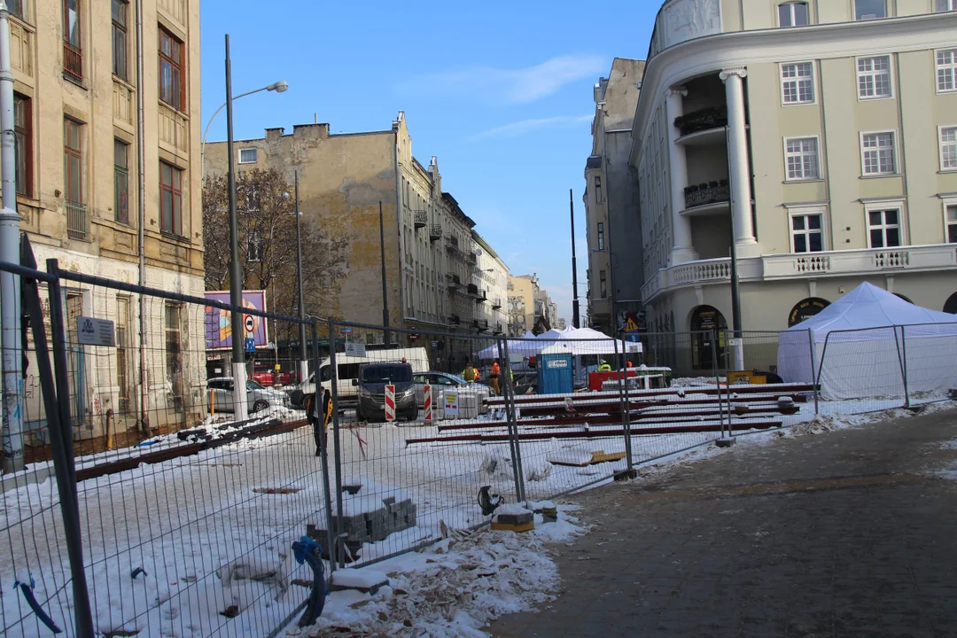 Przebudowa ulicy Legionów w Łodzi - stan na 5.12.2023 r.