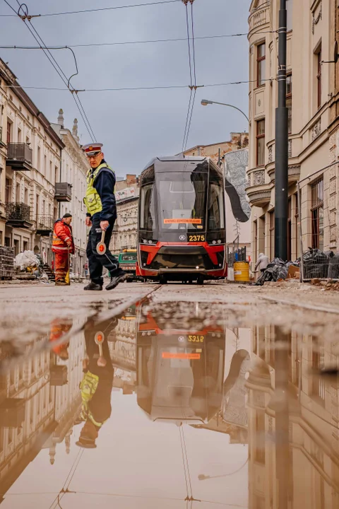 Pierwsze tramwaje na ulicy Legionów w Łodzi