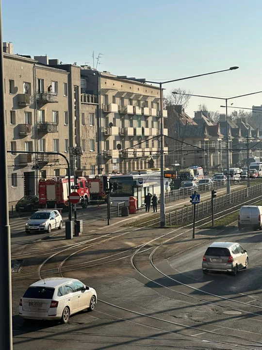 Kolizja z udziałem autobusu MPK Łódź Narutowicza Kopcińskiego