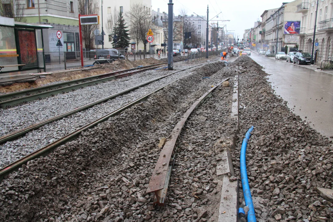 Przebudowa ulicy Legionów w Łodzi - stan na 5.02.2024 r.