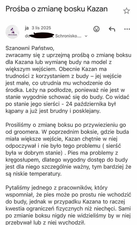 Korespondencja schronisko