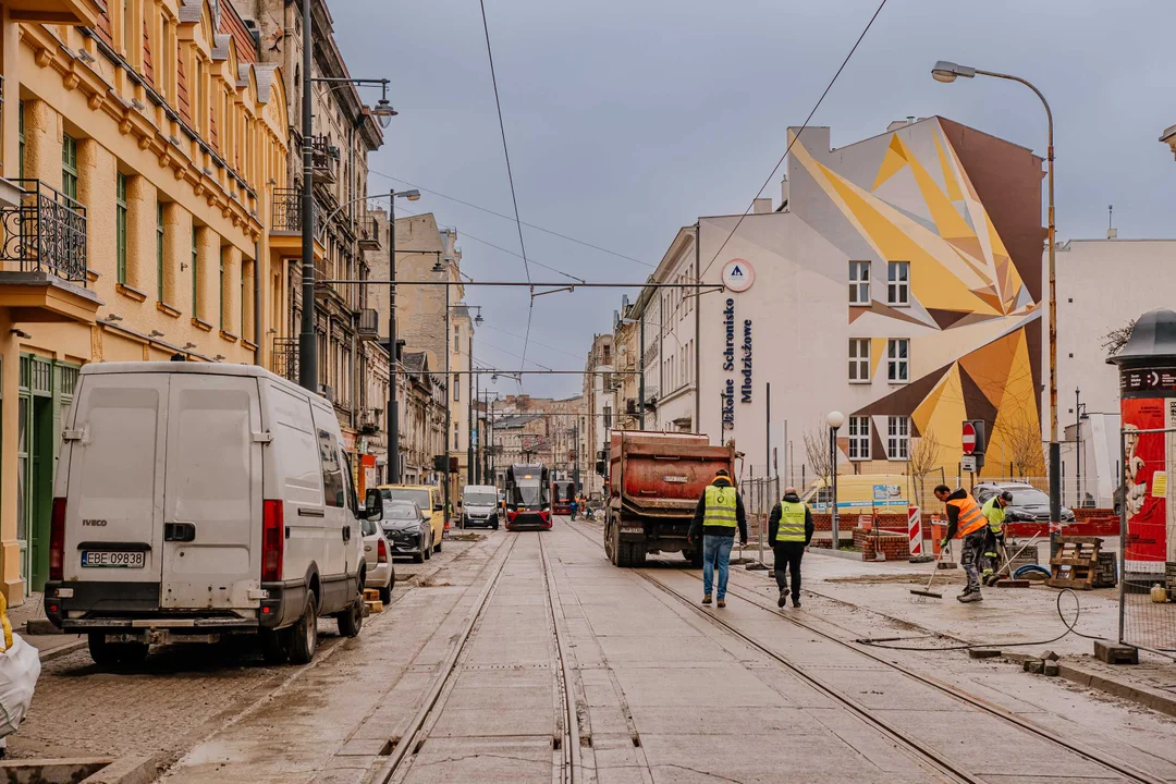 Pierwsze tramwaje na ulicy Legionów w Łodzi