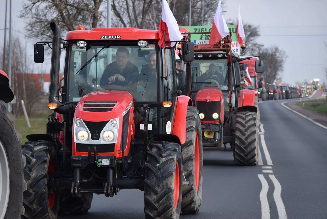 Protest rolników w Sosnowcu k. Strykowa