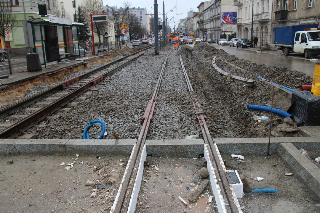 Prace torowe na ulicy Zachodniej w Łodzi