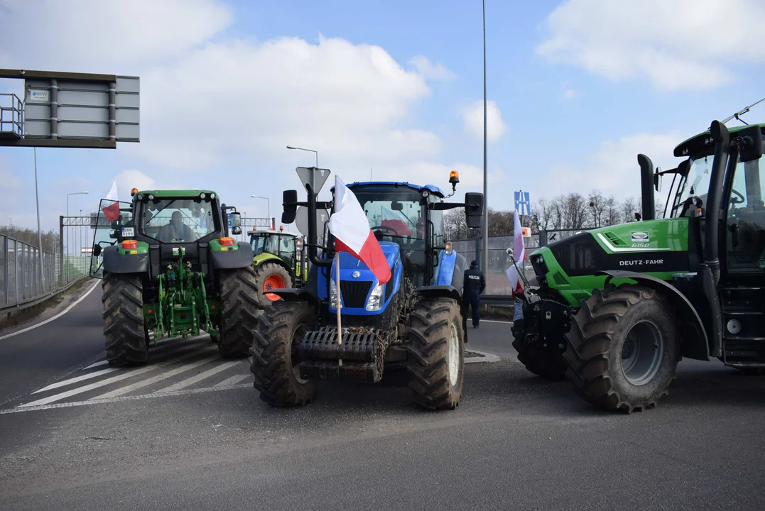 Protest rolników w Sosnowcu k. Strykowa