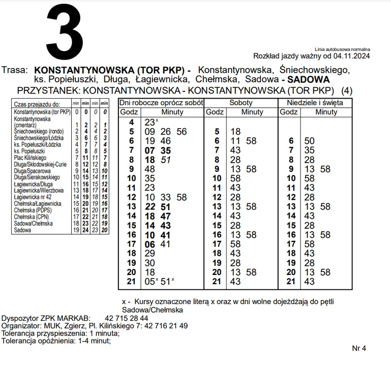 Zmiany rozkładu jazdy autobusów MUK Zgierz