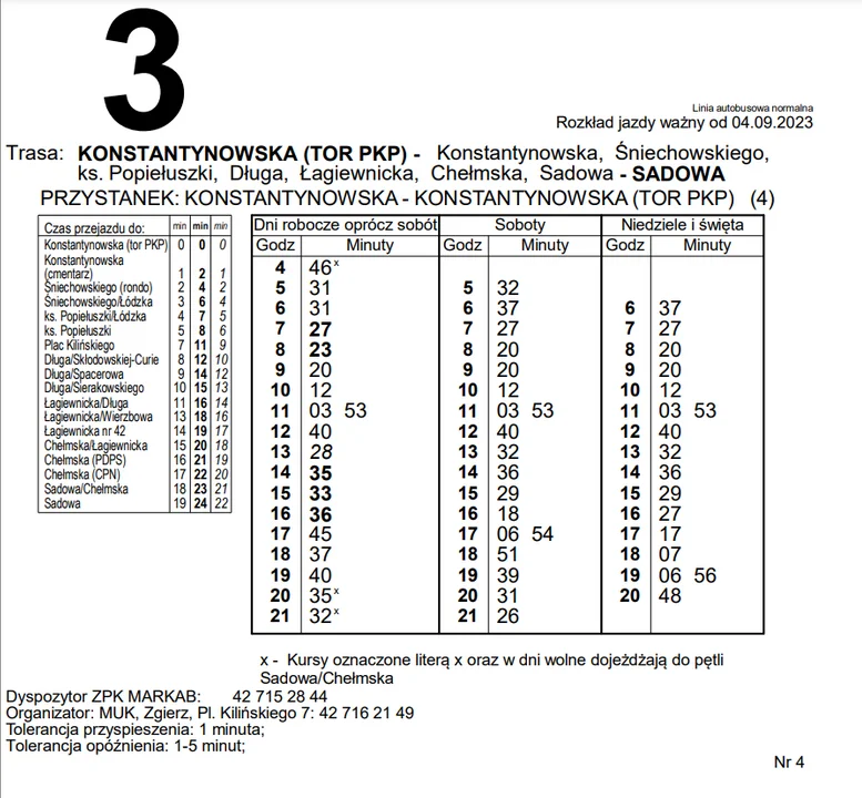 Zmiany rozkłądu jazdy auobusów miejskic Zgierz