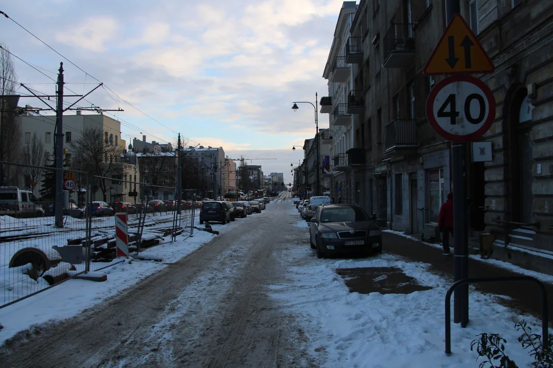 Remont ulicy Legionów w Łodzi - stan na 16.01.2024 r.