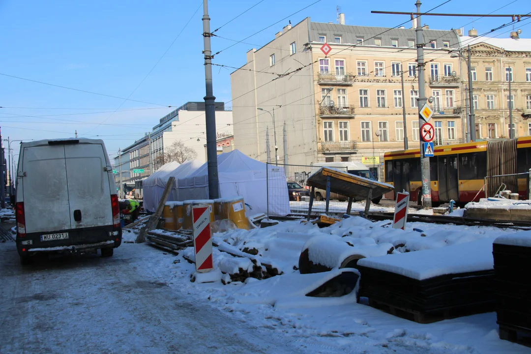 Przebudowa ulicy Legionów w Łodzi - stan na 5.12.2023 r.