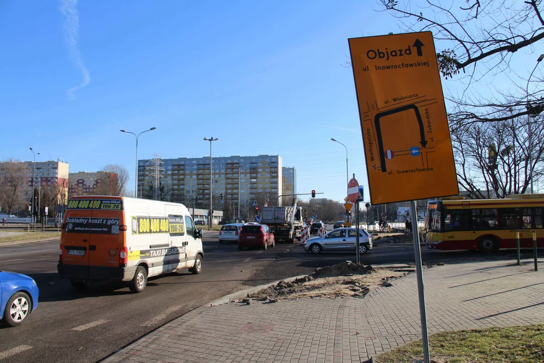 Przebudowa ulicy Inowrocławskiej w Łodzi - stan na 30.01.2024 r.