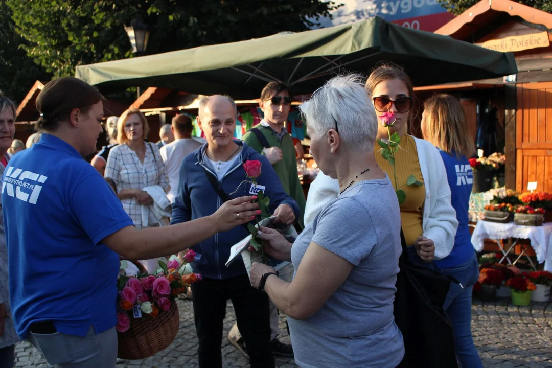 KCI rozdaje róże i gazety na kutnowskim Święcie Róży