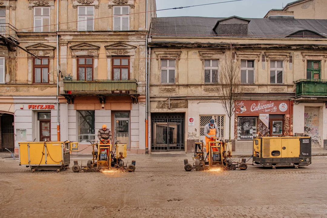 Pierwsze tramwaje na ulicy Legionów w Łodzi