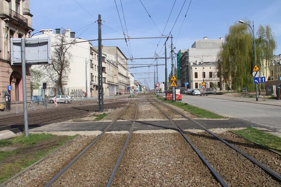 Tymczasowe torowisko w centrum Łodzi