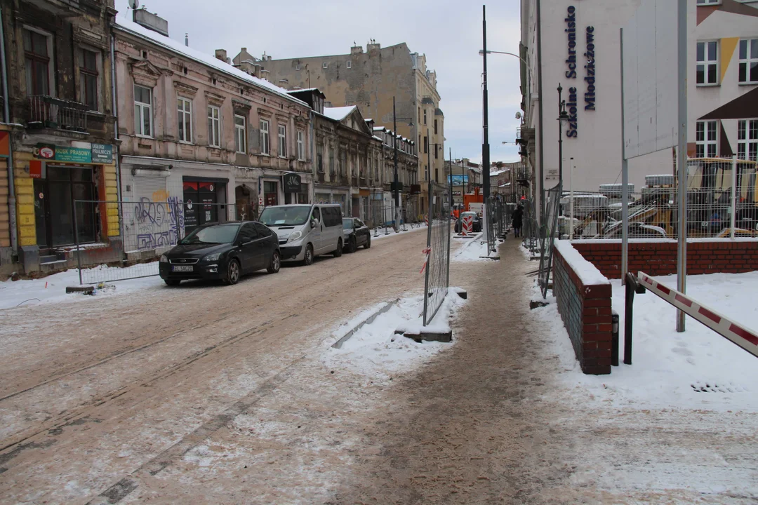 Remont ulicy Legionów w Łodzi - stan na 16.01.2024 r.