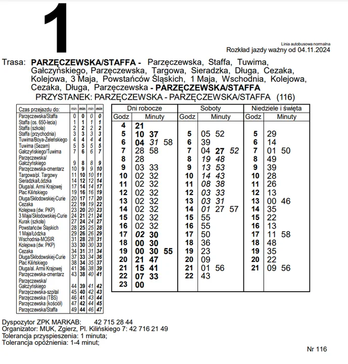 Zmiany rozkładu jazdy autobusów MUK Zgierz