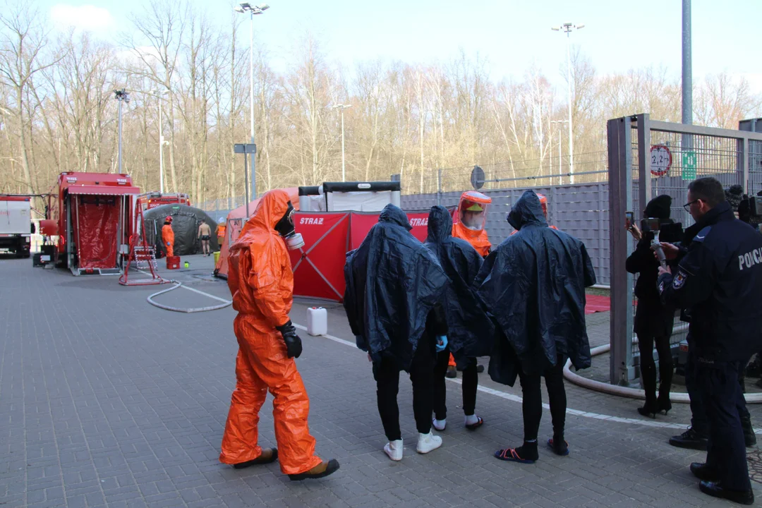 Ćwiczenia służb specjalnych na stadionie ŁKS-u