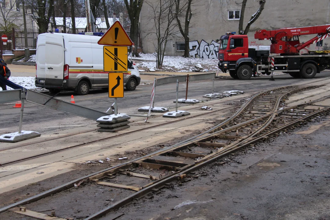 Wykolejenie tramwaju MPK Łódź na Bałutach