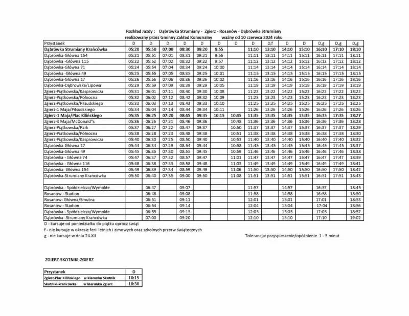 nowy rozkład jazdy w Gminie Zgierz