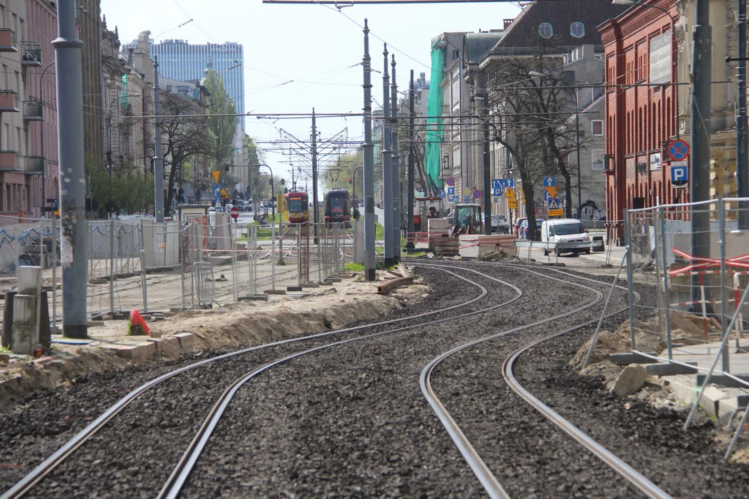 Tymczasowe torowisko w centrum Łodzi