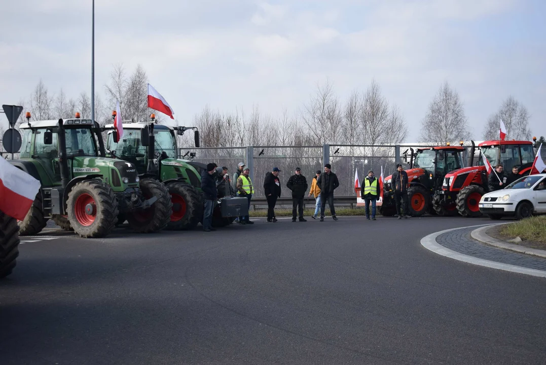 Protest rolników w Sosnowcu k. Strykowa