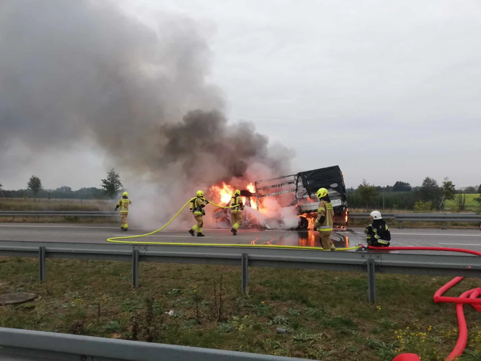 Pożar ciężarówki na A2