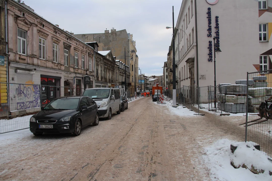 Remont ulicy Legionów w Łodzi - stan na 16.01.2024 r.