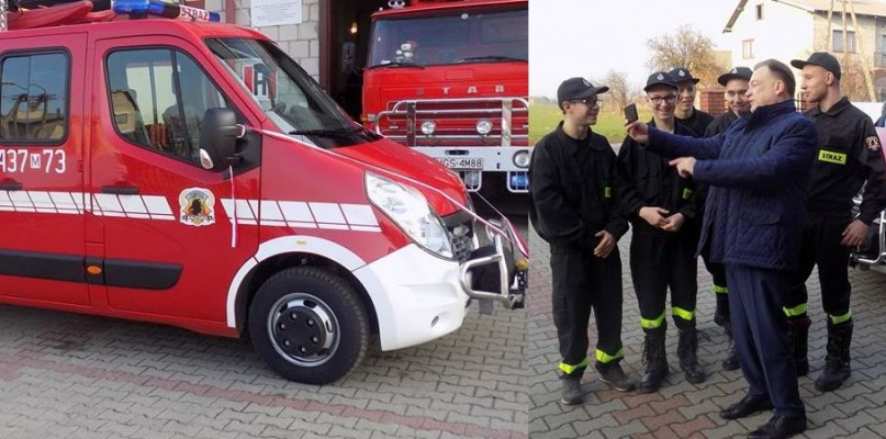 Strażacy z Białotarska otrzymali nowy wóz, a Struzik... zrobił sobie z nimi selfie - Zdjęcie główne