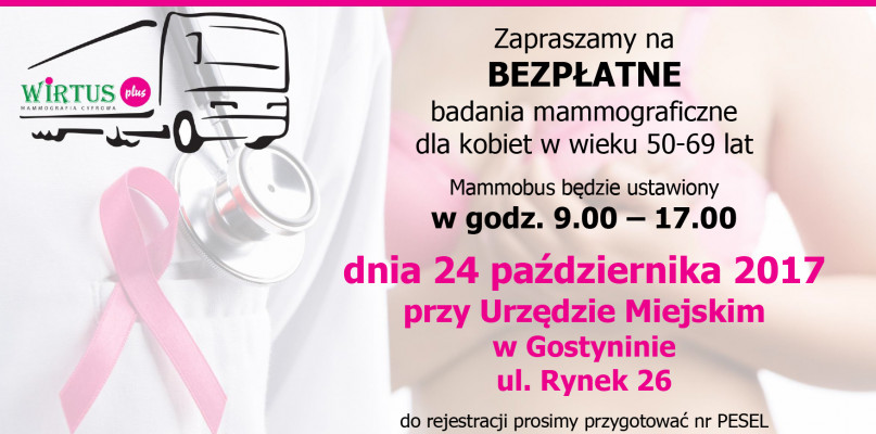 Zapraszamy na bezpłatne badania mammograficzne - Zdjęcie główne