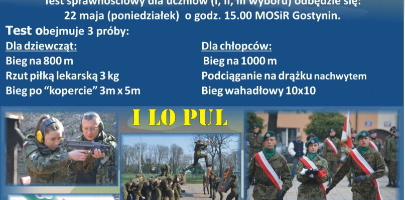 Test sprawnościowy dla kandydatów do liceum mundurowego - Zdjęcie główne