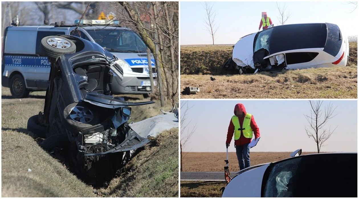 Czołowe zderzenie na trasie Kutno - Gostynin, są ranni. Lądował śmigłowiec LPR [ZDJĘCIA] - Zdjęcie główne