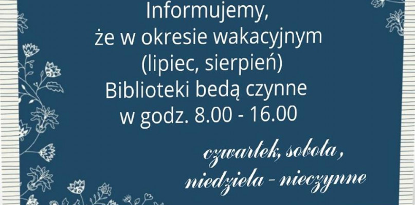 Zmiany godzin pracy Biblioteki - Zdjęcie główne