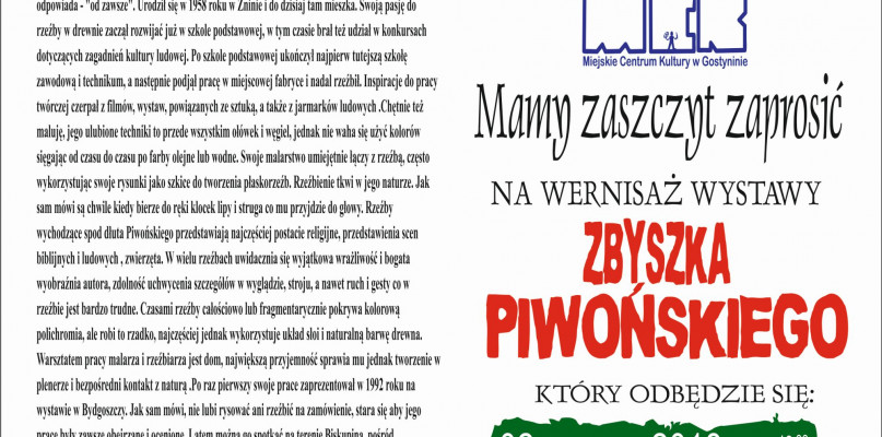 Zaproszenie na wernisaż wystawy Zbyszka Piwońskiego - Zdjęcie główne