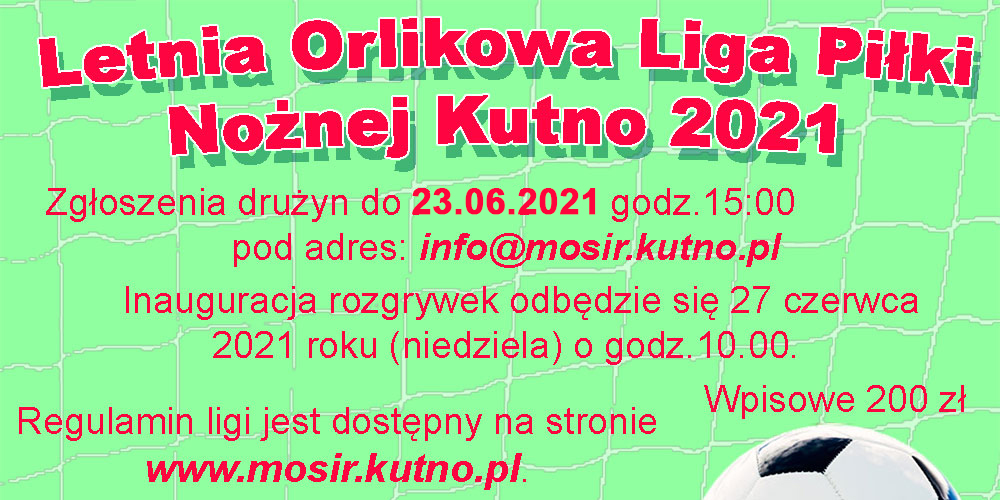 Zmiana regulaminu Letniej Orlikowej Ligi Piłki Nożnej