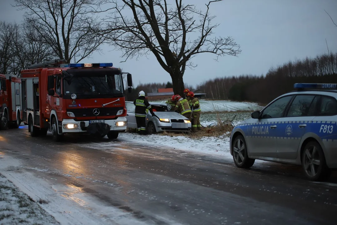 W Grochowie pod Kutnem samochód uderzył w drzewo