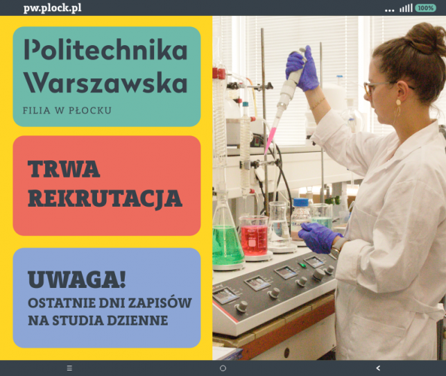 Politechnika Warszawska zaprasza na studia do Płocka- ostatnie dni zapisów - Zdjęcie główne