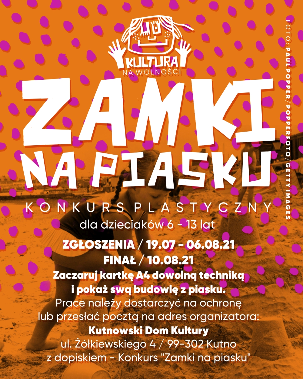 Kutnowski Dom Kultury zaprasza dzieci i młodzież do udziału w konkursie plastycznym pn. „Zamki na piasku"