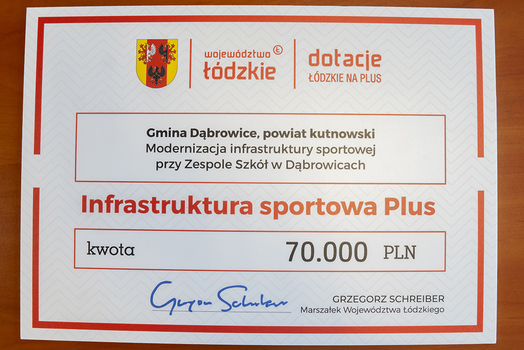 Gminy Dąbrowice i Krośniewice otrzymały dofinansowanie z programu "Infrastruktura sportowa Plus"