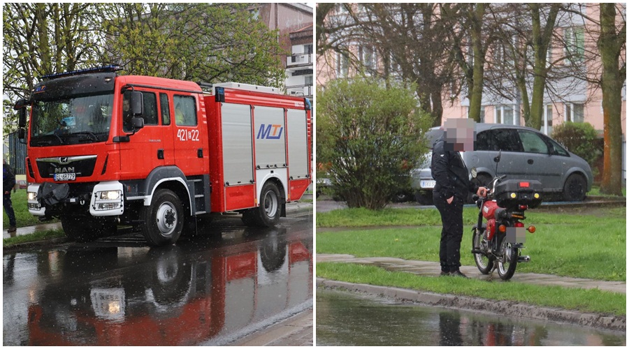 [ZDJĘCIA] Kraksa z udziałem motocyklisty w powiecie kutnowskim. Na miejscu policja i straż  - Zdjęcie główne