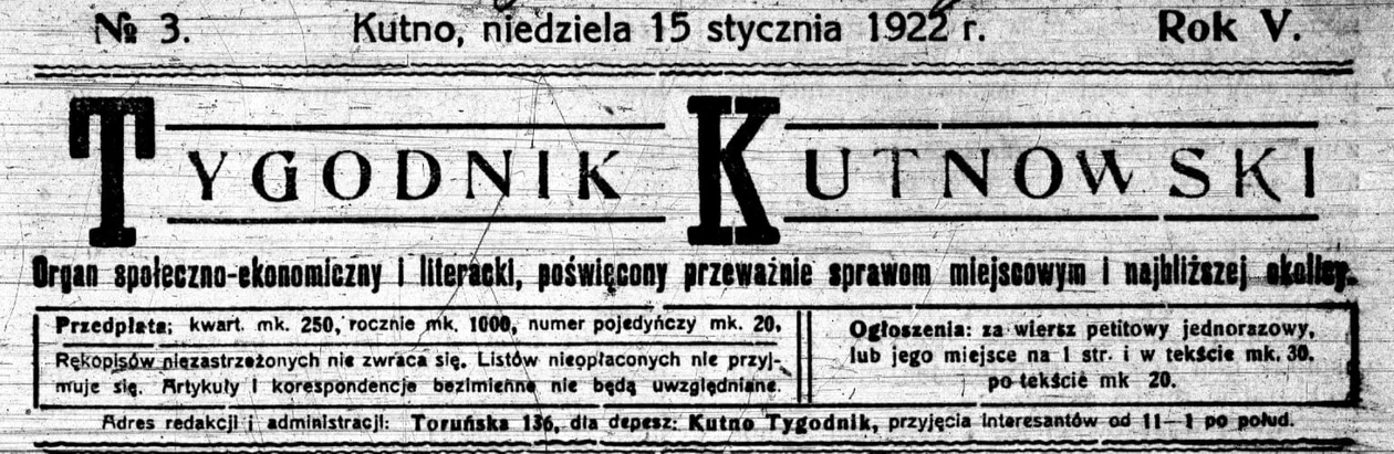 Co działo się w Kutnie w 1922 roku?