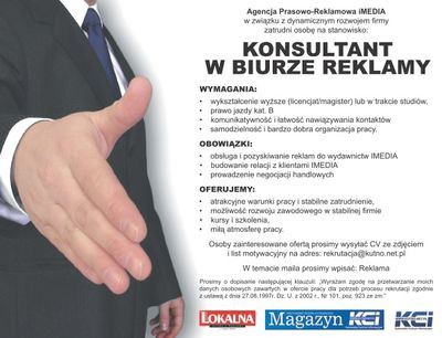 Oferta pracy w biurze reklamy - Zdjęcie główne