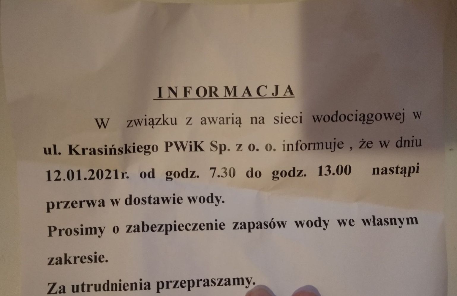 Mieszkańcy centrum przez kilka godzin będą musieli radzić sobie bez dostaw wody.