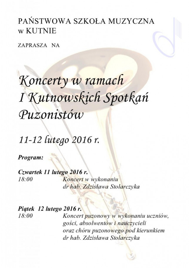 Koncert w ramach I Kutnowskich Spotkań Puzonistów - Zdjęcie główne
