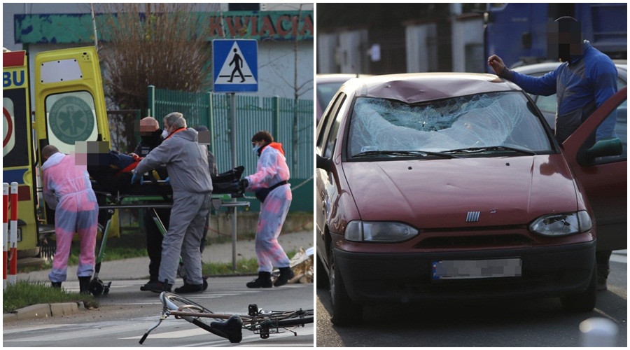 [FOTO] Kutno: Pijany rowerzysta wjechał na przejście dla pieszych. Potrącił go samochód - Zdjęcie główne