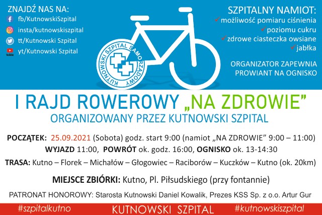 Dyrekcja kutnowskiego szpitala chce promować zdrowy styl zycia i organizuje rowerowy rajd