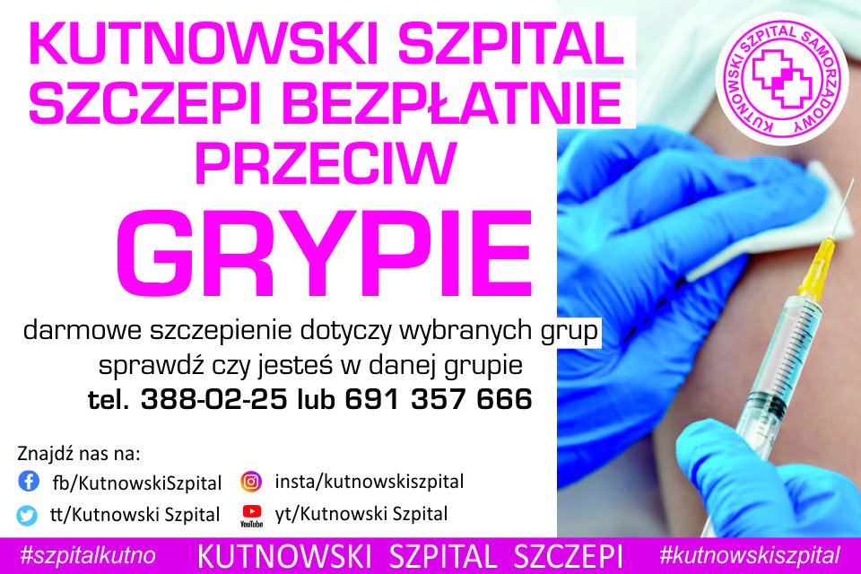 Darmowe szczepienia na grypę w kutnowskim szpitalu