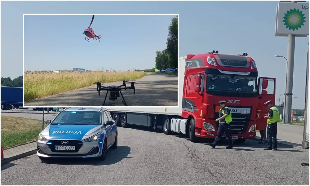 Policyjny śmigłowiec i dron nad autostradą. Kierowcy byli zaskoczeni, posypały się mandaty [ZDJĘCIA] - Zdjęcie główne