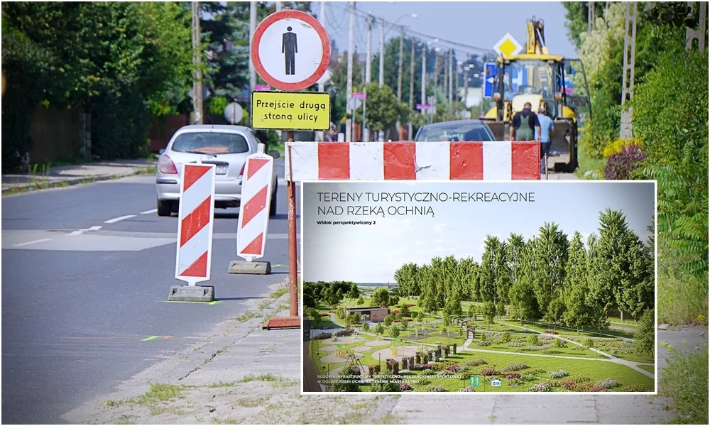 Trwa budowa Zielonej Osi Miasta. Powstają pierwsze ścieżki rowerowe, są utrudnienia w ruchu [FOTO] - Zdjęcie główne