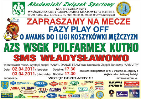 Play-off II ligi koszykówki: AZS WSGK Polfarmex Kutno - SMS Władysławowo - Zdjęcie główne